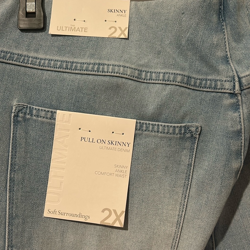 NWT soft surroundings pull on skinny ankle Jean size 2x comfort waistband
